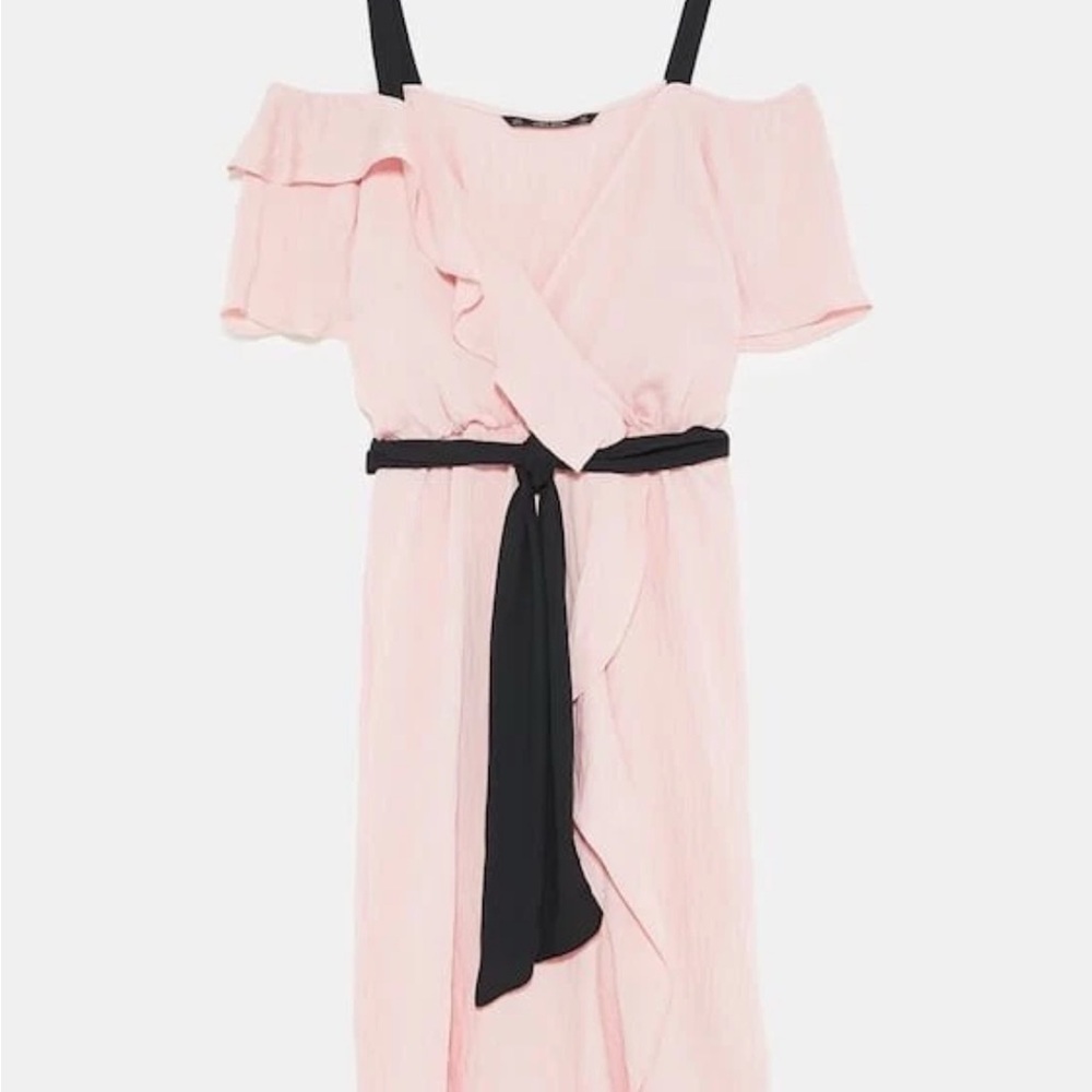 Zara Pink Ruffled Tie Front Dress